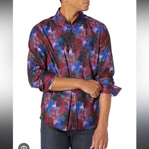 🎨💙❤️💖🌊 Robert Graham Short King Men’s Abstract Painterly Shirt🎨💙❤️💖🌊